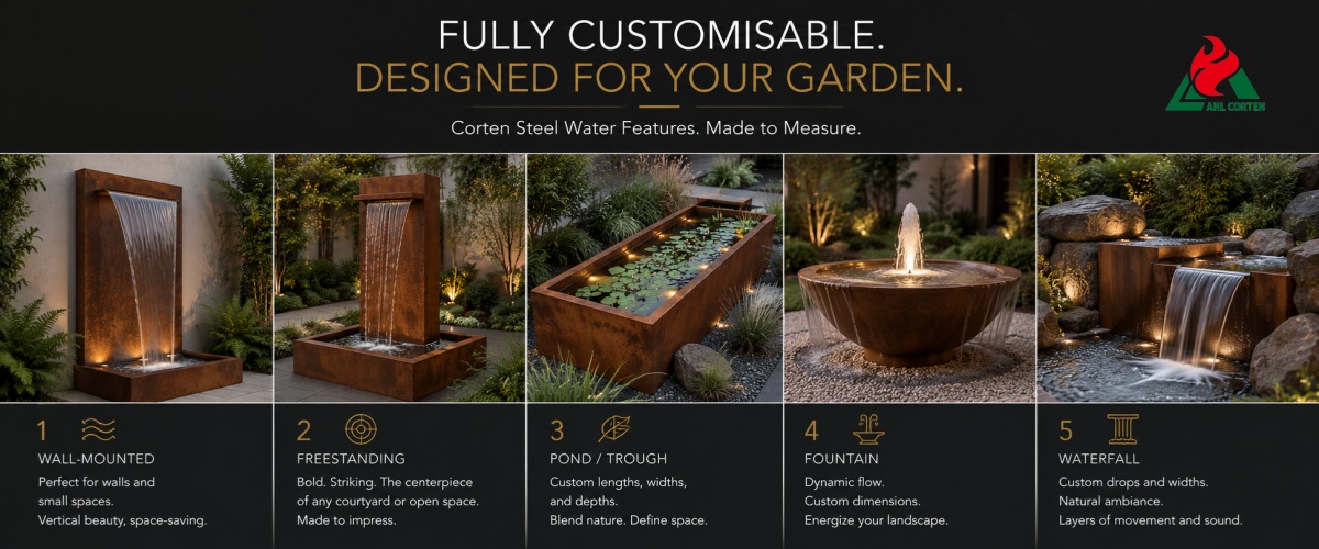 What Corten Steel Water Features are Available in Fully Customisable Sizes